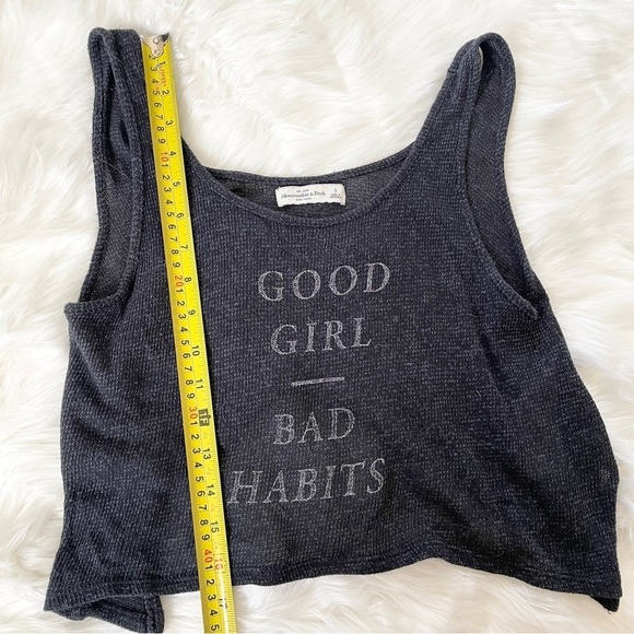✨ Abercrombie & Fitch Good Girls Bad Habits Loose Cropped Knit Tank Navy Sz S - Picture 5 of 10